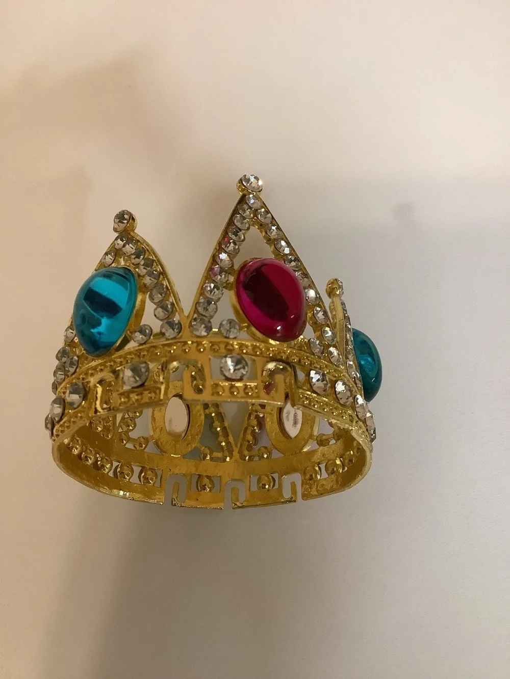 Gold Jeweled Mini Crown with Pink and Blue Gems